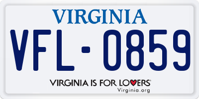 VA license plate VFL0859