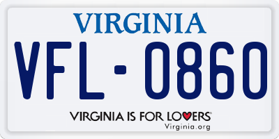 VA license plate VFL0860
