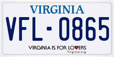 VA license plate VFL0865