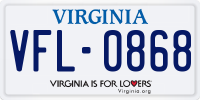 VA license plate VFL0868