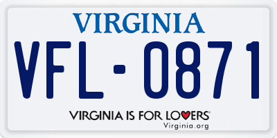 VA license plate VFL0871