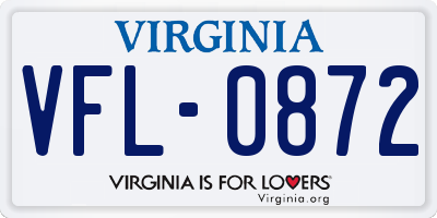 VA license plate VFL0872