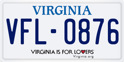 VA license plate VFL0876