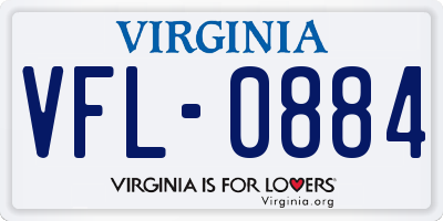VA license plate VFL0884