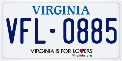 VA license plate VFL0885