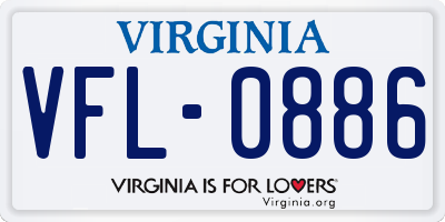 VA license plate VFL0886