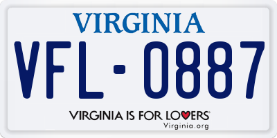 VA license plate VFL0887
