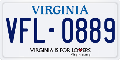 VA license plate VFL0889