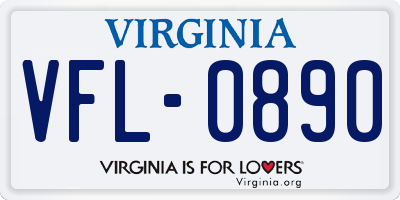 VA license plate VFL0890