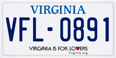 VA license plate VFL0891