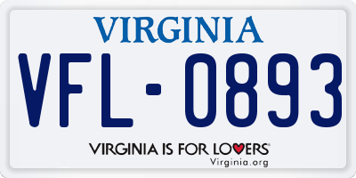 VA license plate VFL0893