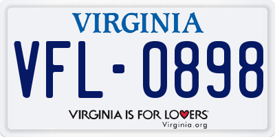 VA license plate VFL0898