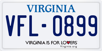 VA license plate VFL0899