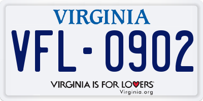 VA license plate VFL0902