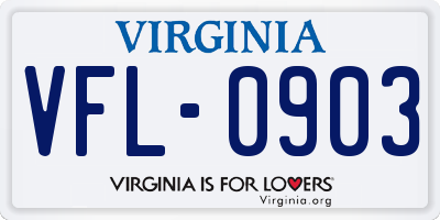 VA license plate VFL0903