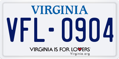 VA license plate VFL0904
