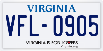 VA license plate VFL0905