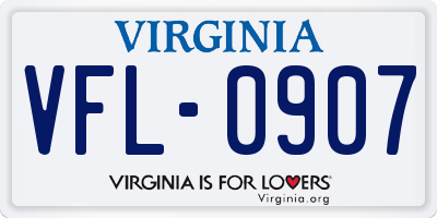 VA license plate VFL0907