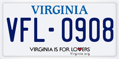 VA license plate VFL0908