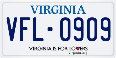 VA license plate VFL0909