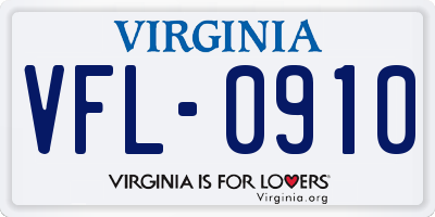 VA license plate VFL0910