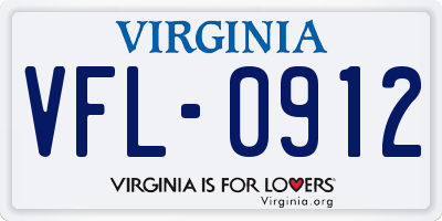 VA license plate VFL0912
