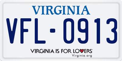 VA license plate VFL0913