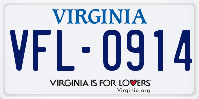 VA license plate VFL0914