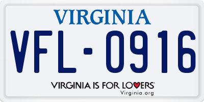 VA license plate VFL0916