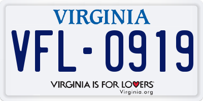 VA license plate VFL0919