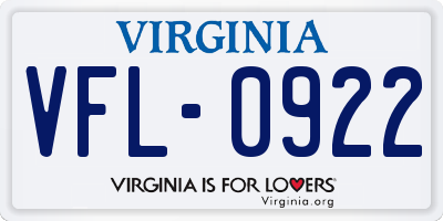 VA license plate VFL0922