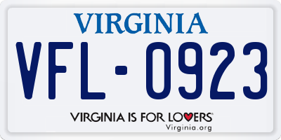 VA license plate VFL0923