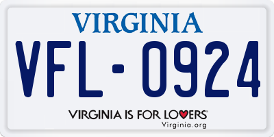 VA license plate VFL0924
