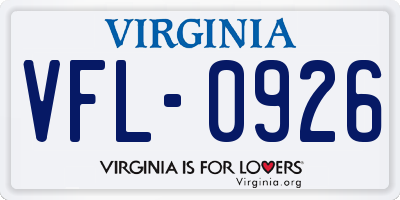 VA license plate VFL0926
