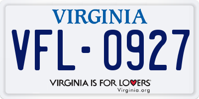 VA license plate VFL0927