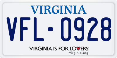 VA license plate VFL0928