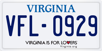 VA license plate VFL0929
