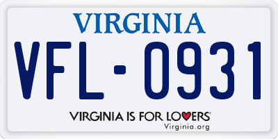 VA license plate VFL0931