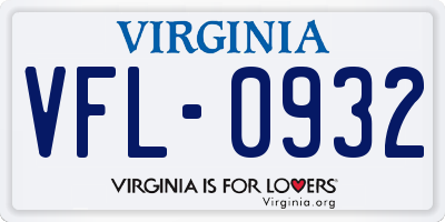 VA license plate VFL0932