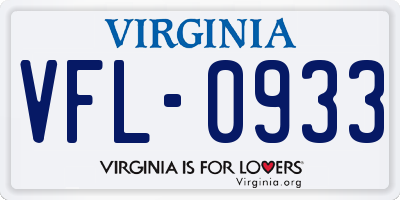 VA license plate VFL0933