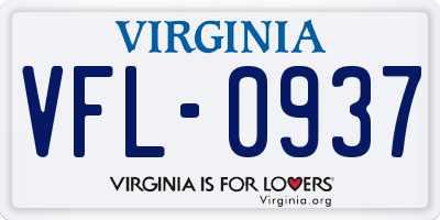 VA license plate VFL0937