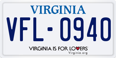 VA license plate VFL0940