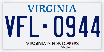 VA license plate VFL0944
