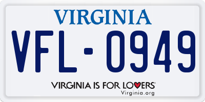 VA license plate VFL0949