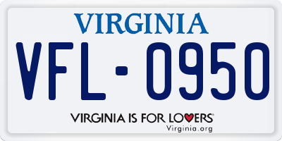 VA license plate VFL0950