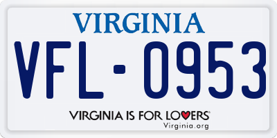 VA license plate VFL0953