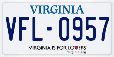 VA license plate VFL0957