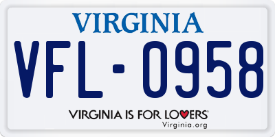 VA license plate VFL0958