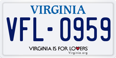 VA license plate VFL0959