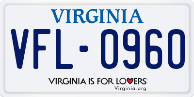 VA license plate VFL0960